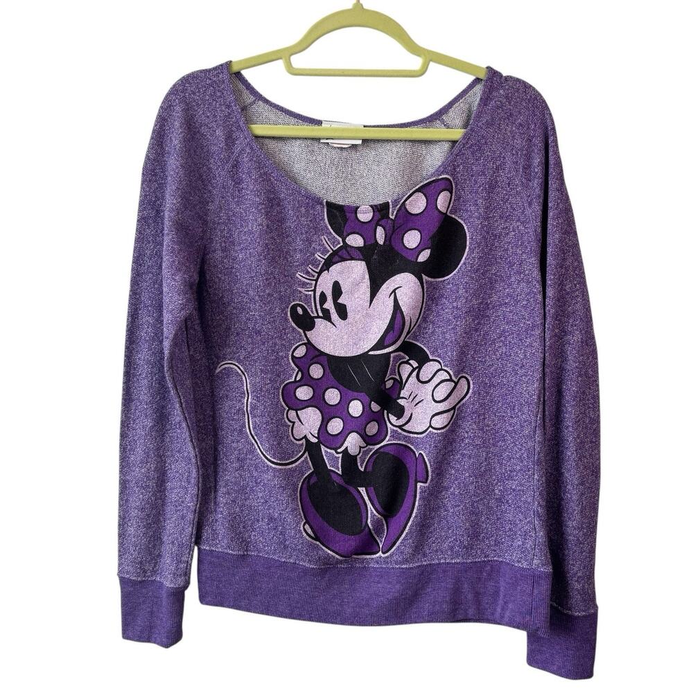 Disney Parks Womens Top Medium Purple Long Sleeve Top Terrycloth‎ Minnie Mouse